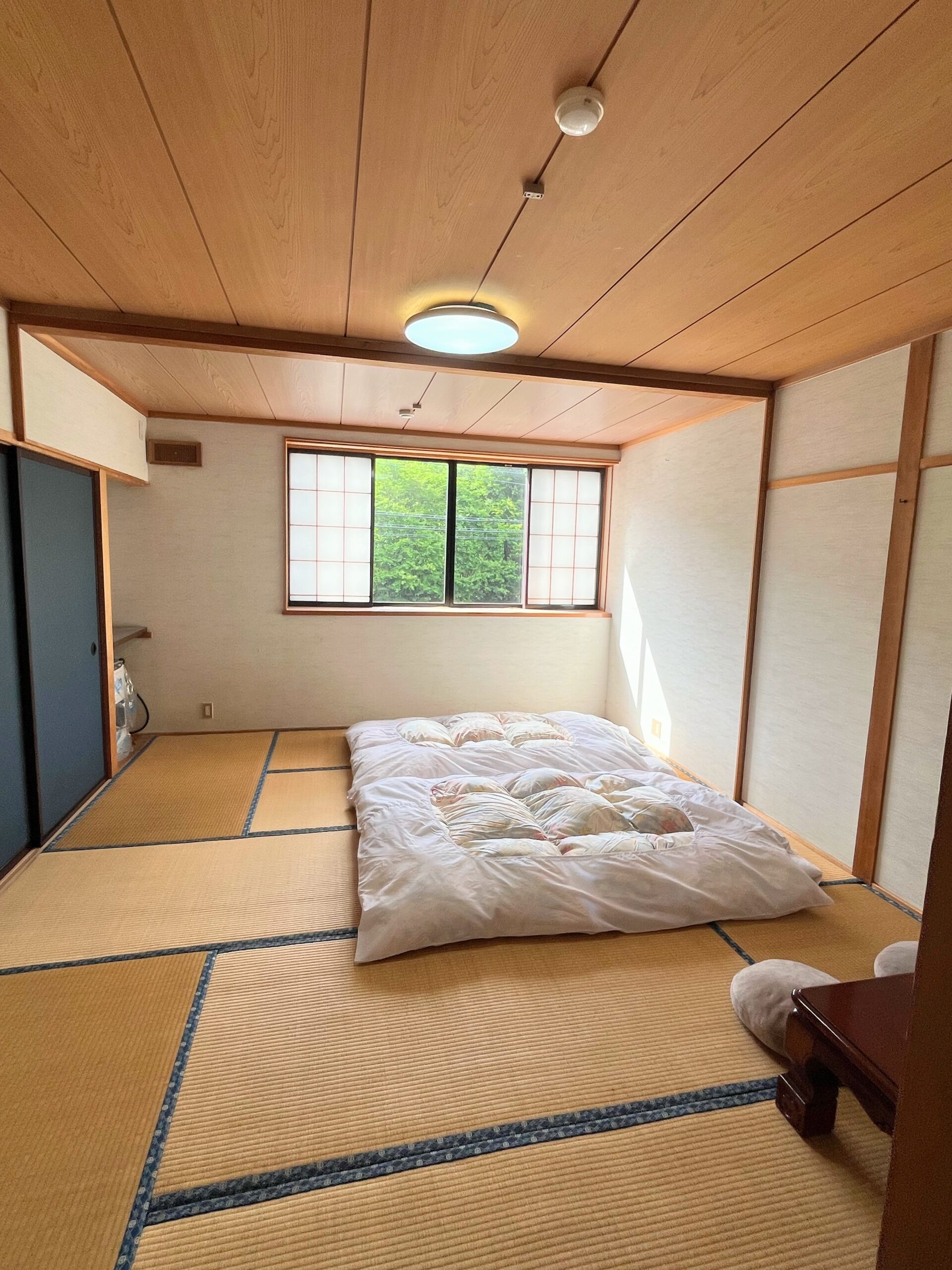 和室に敷いた布団